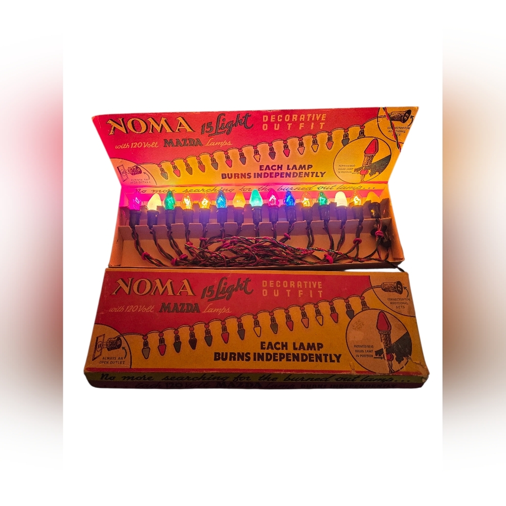 Vtg NOMA Christmas String Lights Late 40s–Early‎ 50s Original Box Tested Working